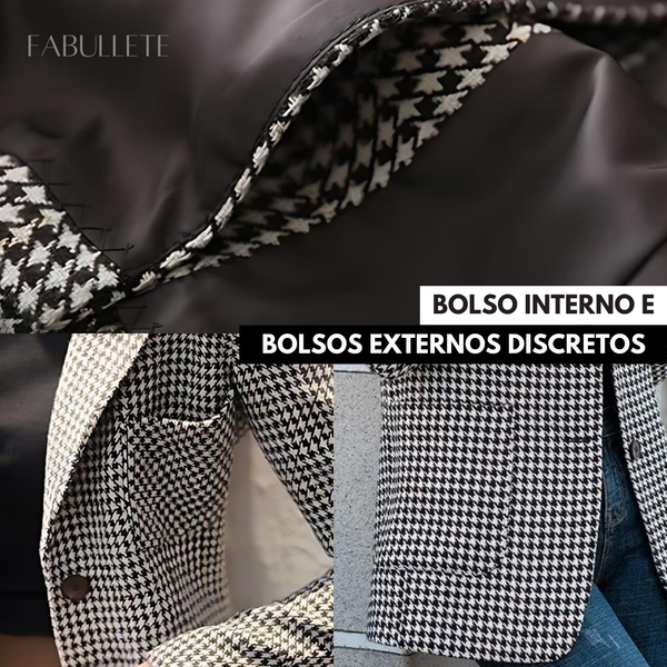 xadrez houndstoothroupa eleganteroupa da modamoda xadrezMODA INVERNOmoda elegantecasaco quenteblazer xadrezblazer femininoblazer de lãblazer da moda