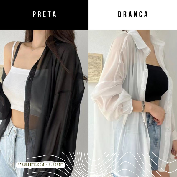 Roupa para ocasiões especiaisModa versátilestilo sofisticadoElegância femininaChiffon de qualidadeCamisa sobretudoCamisa Feminina Estilo Sobretudo em Chiffoncamisa estilo sobretudocamisa em chifoncamisa em chiffonCamisa chiffon