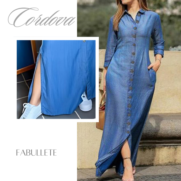 vestilo longo dia a diaVestido Longo Denin com Botões Cordovavestido longo deninvestido longo botõesvestido longo basicovestido longovestido com botõesvestidovestido da modaVestido confortavélvestido feminino