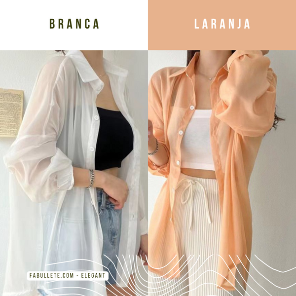 Roupa para ocasiões especiaisModa versátilestilo sofisticadoElegância femininaChiffon de qualidadeCamisa sobretudoCamisa Feminina Estilo Sobretudo em Chiffoncamisa estilo sobretudocamisa em chifoncamisa em chiffonCamisa chiffon