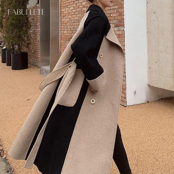 sobretudo pretoSobretudo Invernosobretudo feminino modasobretudo caquiCasaco Sobretudo Feminino Patchwork de Lã ParisCasaco Invernocasaco femininocasaco estilo sobretudo invernoCASACOcasaco quentecasaco de lacasaco da moda