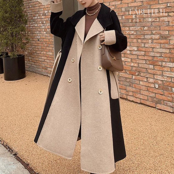 sobretudo pretoSobretudo Invernosobretudo feminino modasobretudo caquiCasaco Sobretudo Feminino Patchwork de Lã ParisCasaco Invernocasaco femininocasaco estilo sobretudo invernoCASACOcasaco quentecasaco de lacasaco da moda