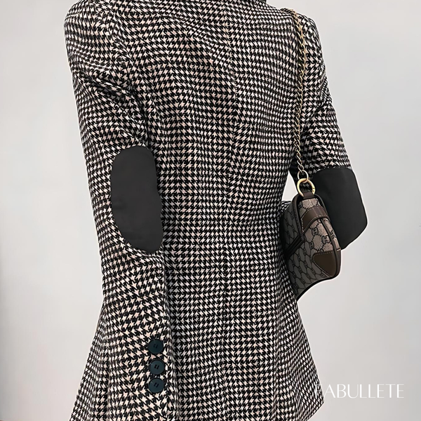 xadrez houndstoothroupa eleganteroupa da modamoda xadrezMODA INVERNOmoda elegantecasaco quenteblazer xadrezblazer femininoblazer de lãblazer da moda