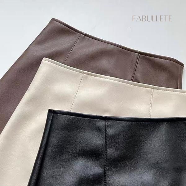 Shorts De Couro Cintura Alta Viloria - Fabullete