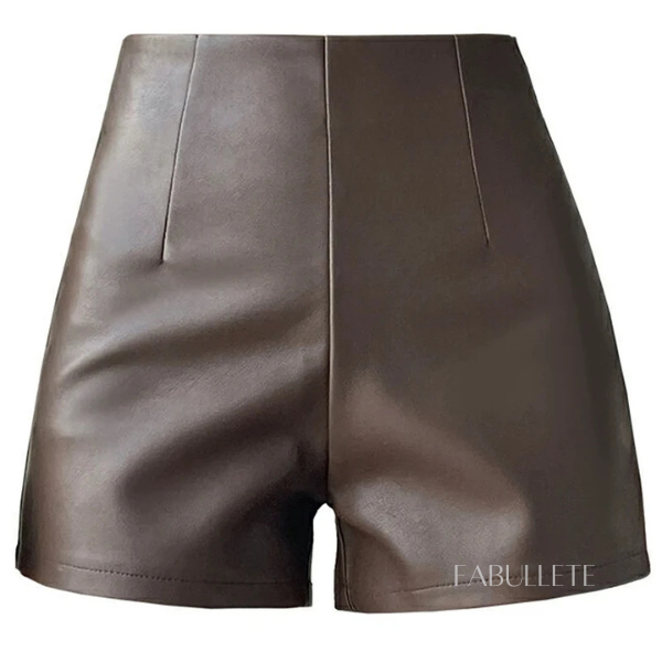 Shorts De Couro Cintura Alta Viloria - Fabullete
