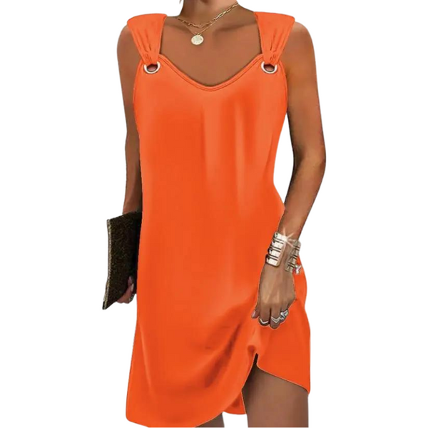 Vestuário minimalistaVestido sem Mangas Reto com Ilhósvestido sem mangasvestido com ilhósVersatilidade modernaLeveza e confortoEstilo contemporâneovestidovestido da modavestido longovestido leve