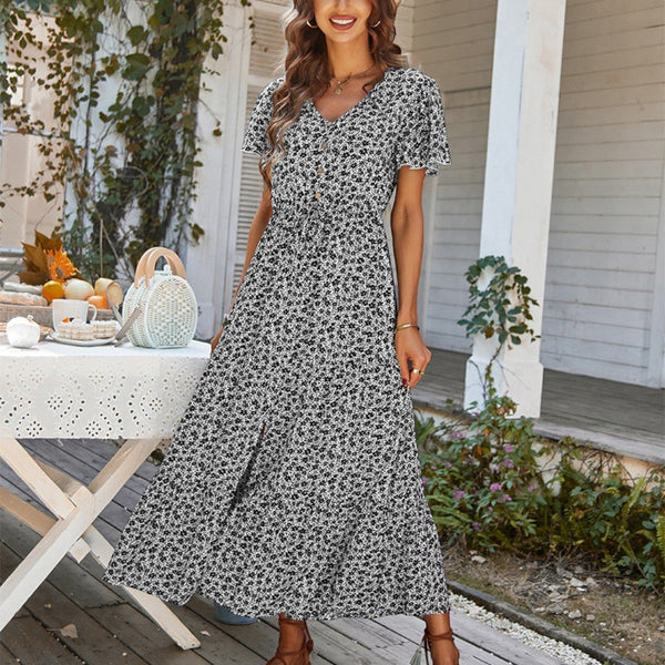 Vestido Soltovestido longoVestido Floral Solto Cintura AltaVestido FloralVestido Cintura AltavestidoTendência de moda femininaModa femininaModaVestido Floral Design Elegante