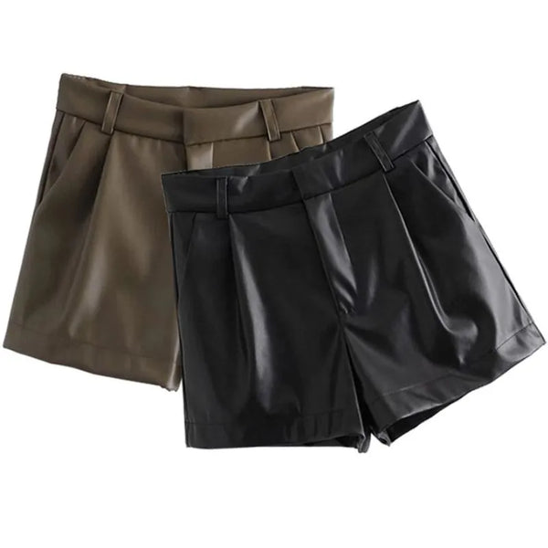 Short feminino couroModa versátilEstilo casual sofisticadoElegância em couroDurabilidade de couroConforto luxuosoModa femininaShort Couroshort em couroshort