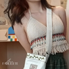 Roupa de mulherroupa de crochemoda verãoModa femininacropet crocheblusa frente unica crochetblusa frente unicablusa femininablusa de crocheBlusa Crochet Frente Únicablusa crochet
