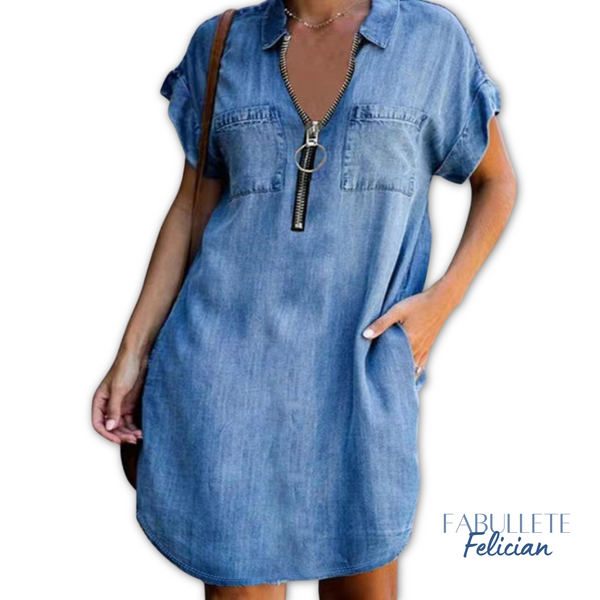 vestido para o dia a diavestido jeansVestido em Jeans Denim com Zípervestido demin com ziperVestido confortavélVestido com zipervestidovestido curtovestido da modavestido feminino