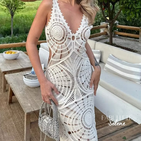 Vestido Longo de Crochê Selene