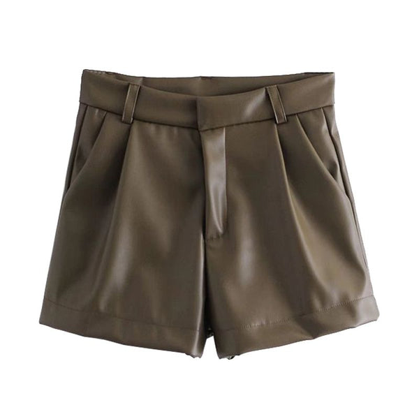 Short feminino couroModa versátilEstilo casual sofisticadoElegância em couroDurabilidade de couroConforto luxuosoModa femininaShort Couroshort em couroshort