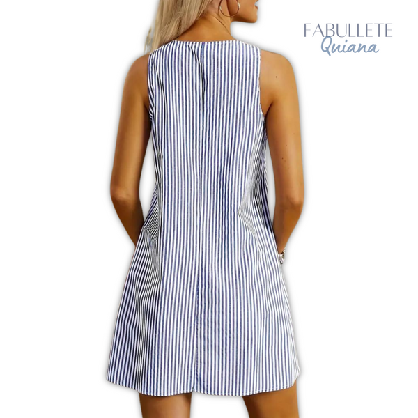 Vestido Sem Mangas Listrado Com BolsosVestido Sem Mangas Listradovestido sem mangasVestido Listrado Com BolsosVestido Com BolsosListrado Com Bolsosvestidovestido da modavestido levevestido listrado