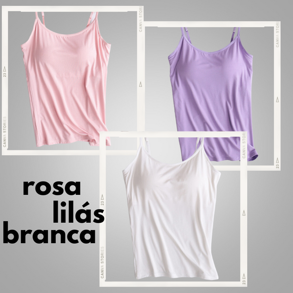 regata com sutiãPeça de roupa flexível e eleganteModa feminina prática e versátilElegante e confortável regata com sutiãCamiseta regata sutiã embutidoCamiseta Regata com Sutiã Embutidocamiseta regataCamiseta inovadora com suporte discretocamiseta com sutiãroupa de mulher