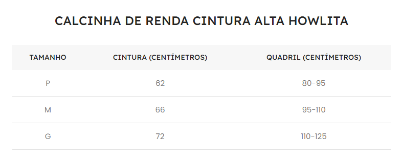 Guia de Tamanhos