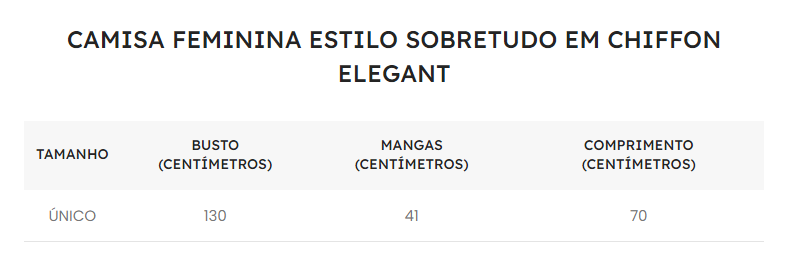 Guia de Tamanhos