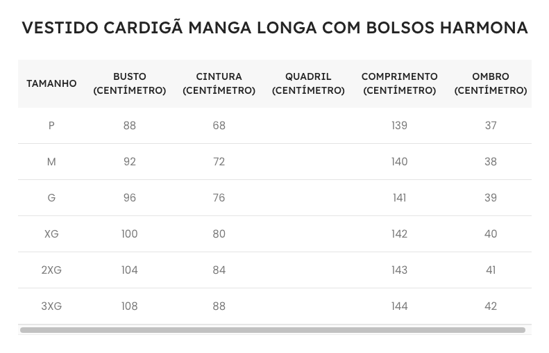 Guia de Tamanhos