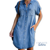 Vestido Plus Size CasualVestido Plus Sizevestido para senhorasvestido leve e soltovestido jeansVestido em Jeans Denim com Botõesvestido demimvestido com botõesvestidovestido curto