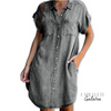 Vestido Plus Size CasualVestido Plus Sizevestido para senhorasvestido leve e soltovestido jeansVestido em Jeans Denim com Botõesvestido demimvestido com botõesvestidovestido curto