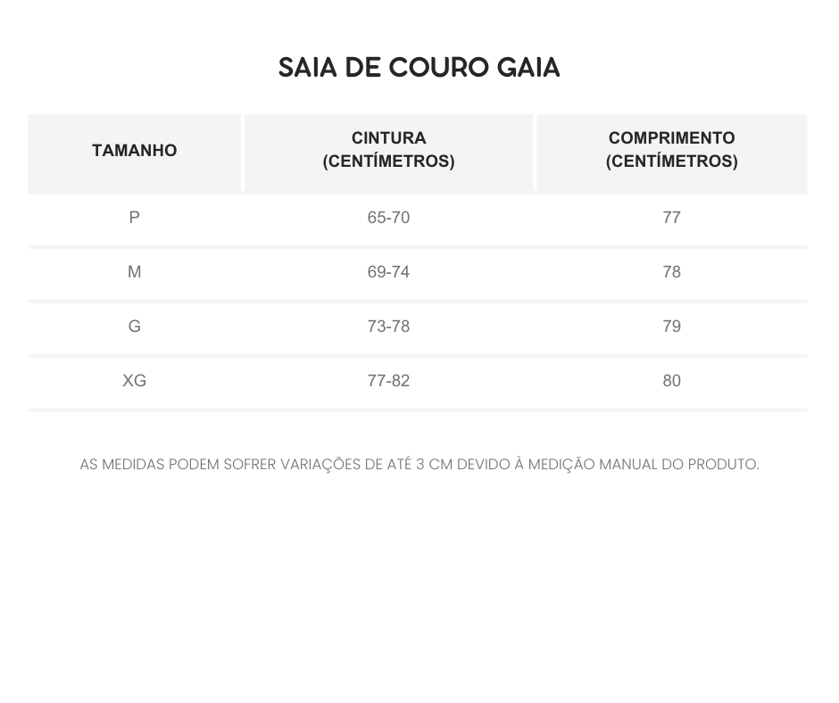 Guia de Tamanhos
