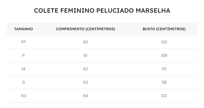 Guia de Tamanhos