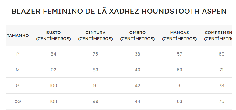 Guia de Tamanhos