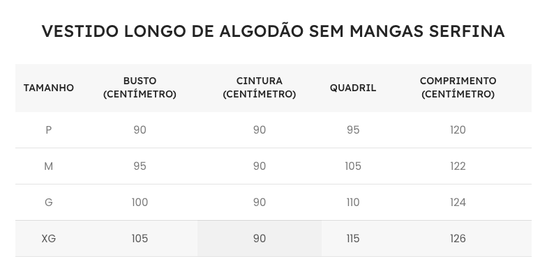Guia de Tamanhos