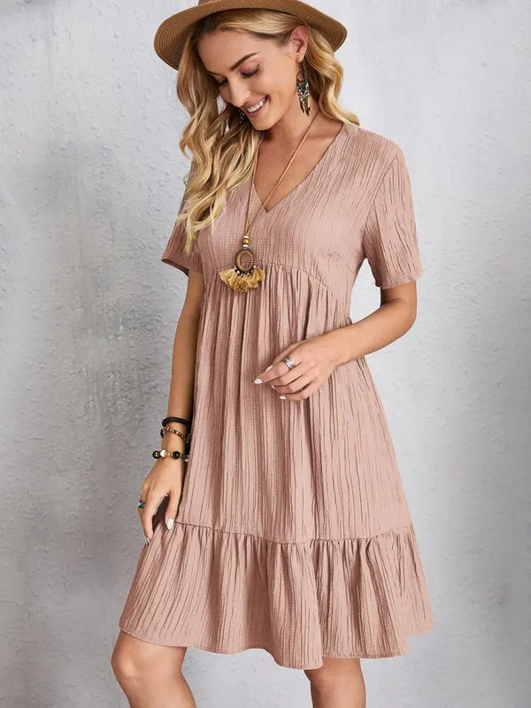 vestido gola VVestido em Crepe Gola Vvestido em crepevestido de crepevestido da modavestidomoda gola vmoda em crepevestido curtovestido leve e solto