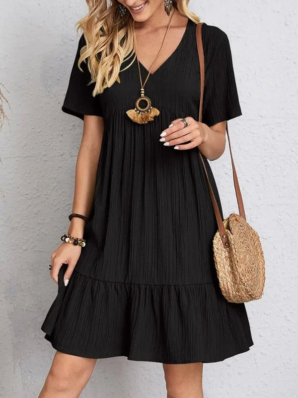 vestido gola VVestido em Crepe Gola Vvestido em crepevestido de crepevestido da modavestidomoda gola vmoda em crepevestido curtovestido leve e solto