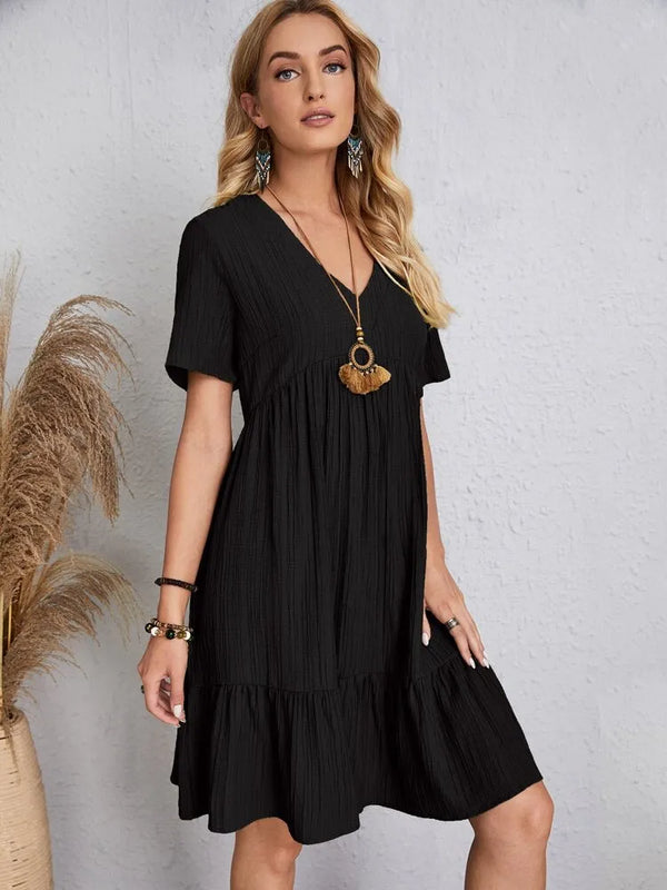 vestido gola VVestido em Crepe Gola Vvestido em crepevestido de crepevestido da modavestidomoda gola vmoda em crepevestido curtovestido leve e solto
