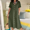 Vestuário versátilVestido Vintage em Linho com Botõesvestido vintage com botõesvestido vintagevestido em linho com botõesvestido em linhovestido com botõesEstilo clássicoElegância atemporalConforto em linho