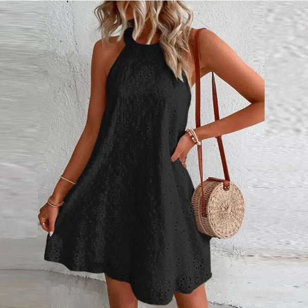 vestido sem mangasvestido gola O sem mangasvestido em laise sem mangasVestido em Laise com Gola em O sem Mangasvestido em laisevestido com gola em Ovestidovestido leveVestido confortavélvestido curto