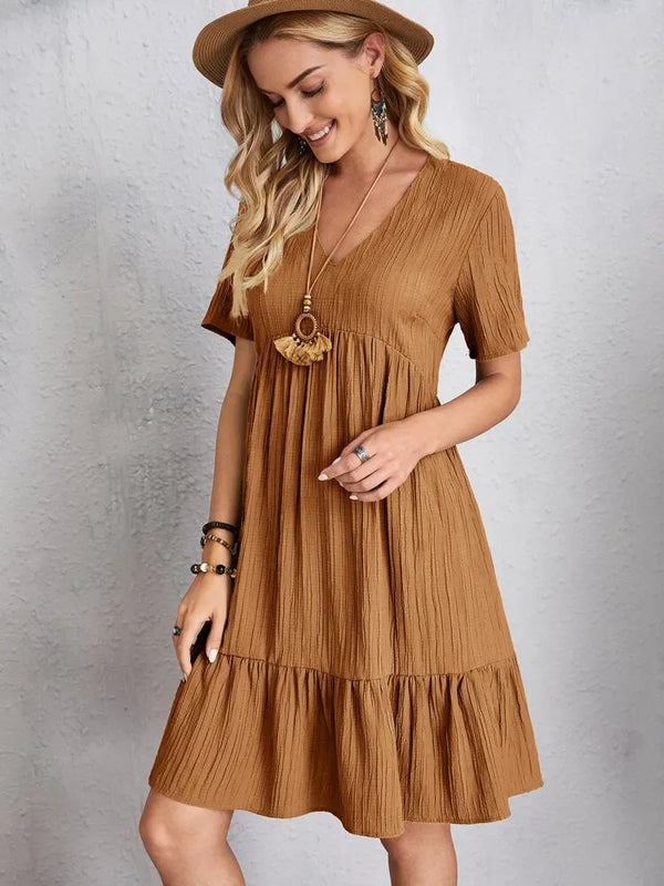vestido gola VVestido em Crepe Gola Vvestido em crepevestido de crepevestido da modavestidomoda gola vmoda em crepevestido curtovestido leve e solto