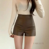 Shorts De Couro Cintura Alta Viloria - Fabullete