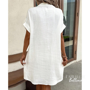 Vestido Chemise em Linho com Botões Bellona