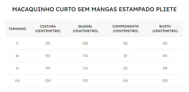 Guia de Tamanhos