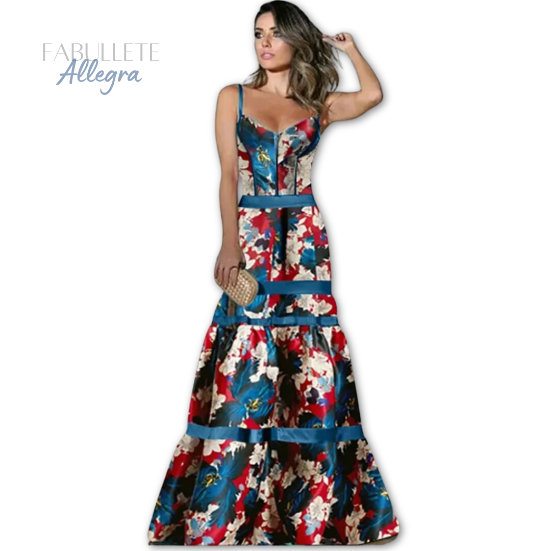 Vestido Longo Sem Mangas Estampado Allegra