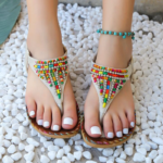 sandalia feminina rasteira colorida summer colors